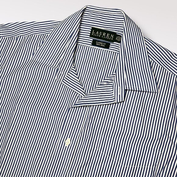 Lauren Ralph Lauren Blue White Pinstripe Button Down Shirt Size Large - Picture 2 of 8